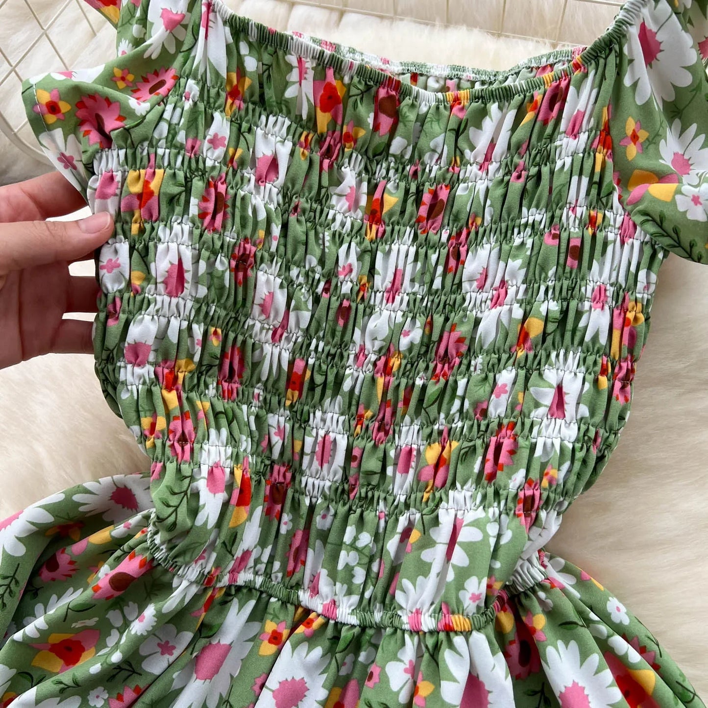 2024 Printing New Summer For Women Dress Pleated Sleeveless Party Long Dress Korean Floral Streetwear Outfits Vacation Vestidos