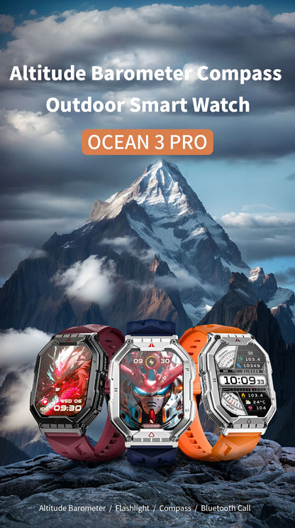 LOKMAT Ocean 3 Pro Sport Smart Watch Rugged Fitness Waterproof Smartwatches Heart Rate Monitor Full Touch Screen Watch