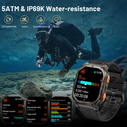 KOSPET TANK M3 Ultra GPS Smart Watch For Men Compass Altimeter Barometric 480mAh Military Digital AMOLED Bluetooth Call Watches