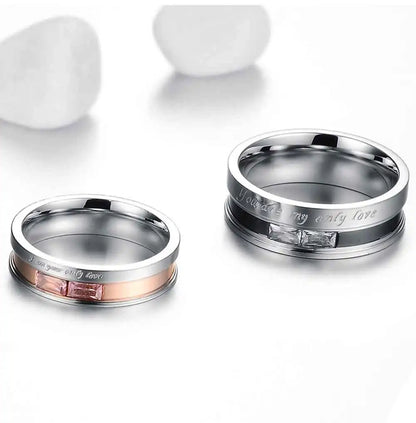 Fashion Couple Ring Charm Stainless Steel Couple Rings Zircon Men Women Wedding Rings Set Male Jewelry gift