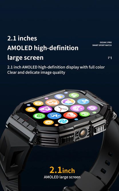 LOKMAT Ocean 3 Pro Sport Smart Watch Rugged Fitness Waterproof Smartwatches Heart Rate Monitor Full Touch Screen Watch