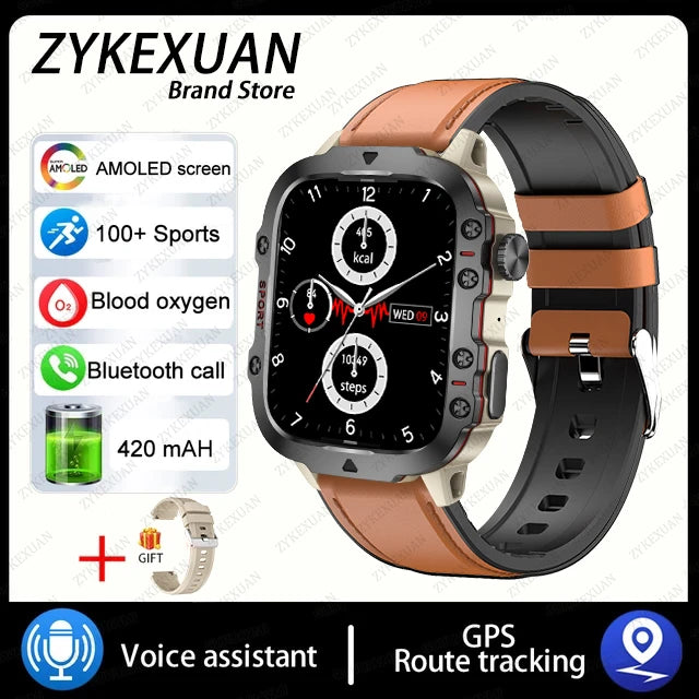 2024 For Xiaomi New Rugged Military GPS Smart Watch Men Bluetooth Call Health Monitoring AI Voice Sports Waterproof Smartwatches