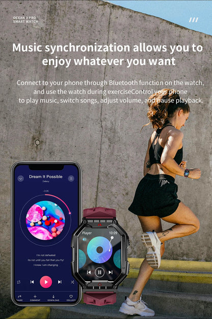 LOKMAT Ocean 3 Pro Sport Smart Watch Rugged Fitness Waterproof Smartwatches Heart Rate Monitor Full Touch Screen Watch