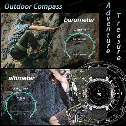 2024 For Xiaomi Outdoor Military Flashlight GPS Smart Watch Man AMOLED HD Screen Heart Rate BT Call 5ATM Waterproof Smartwatches
