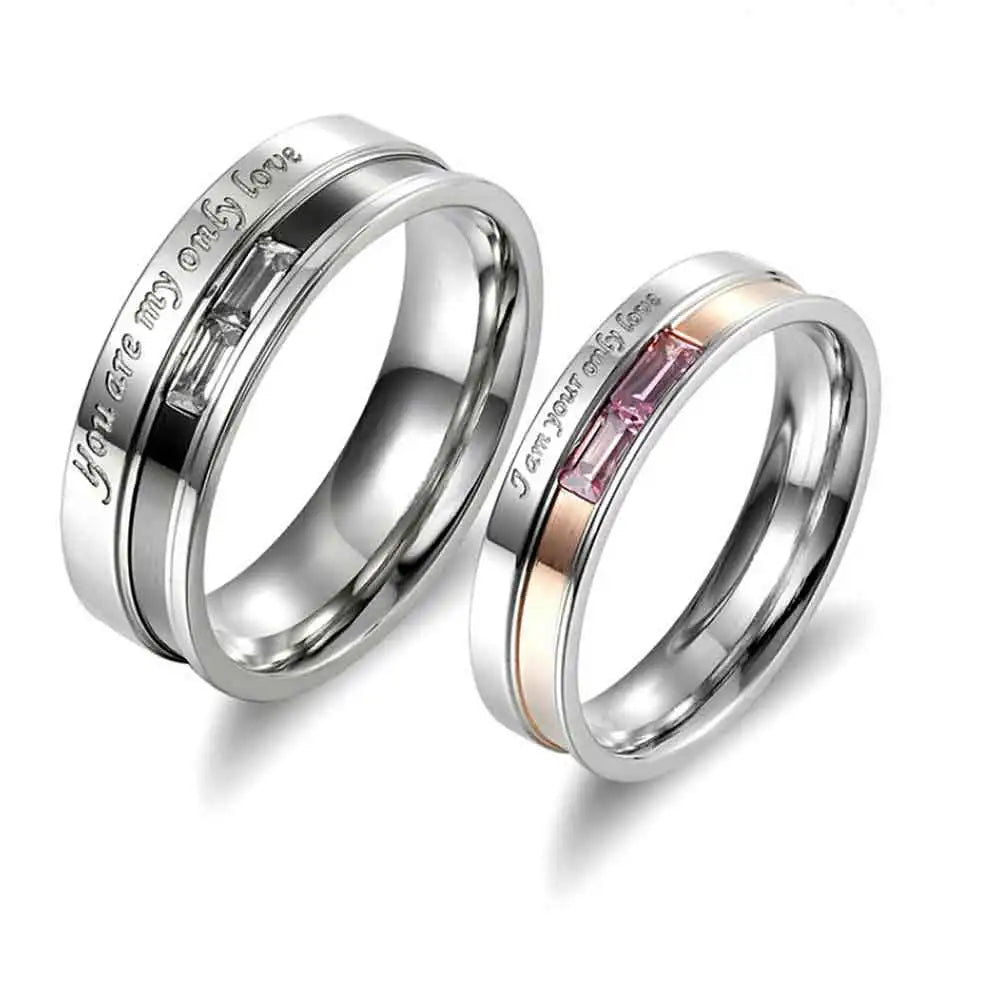 Fashion Couple Ring Charm Stainless Steel Couple Rings Zircon Men Women Wedding Rings Set Male Jewelry gift