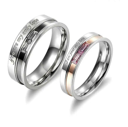 Fashion Couple Ring Charm Stainless Steel Couple Rings Zircon Men Women Wedding Rings Set Male Jewelry gift