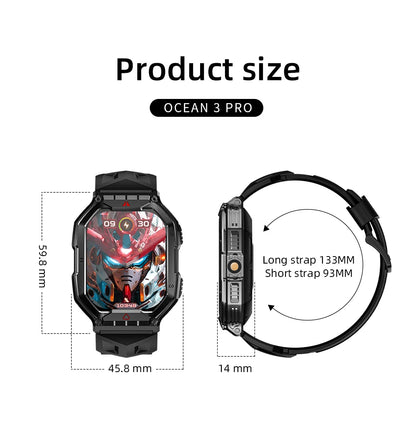 LOKMAT Ocean 3 Pro Sport Smart Watch Rugged Fitness Waterproof Smartwatches Heart Rate Monitor Full Touch Screen Watch
