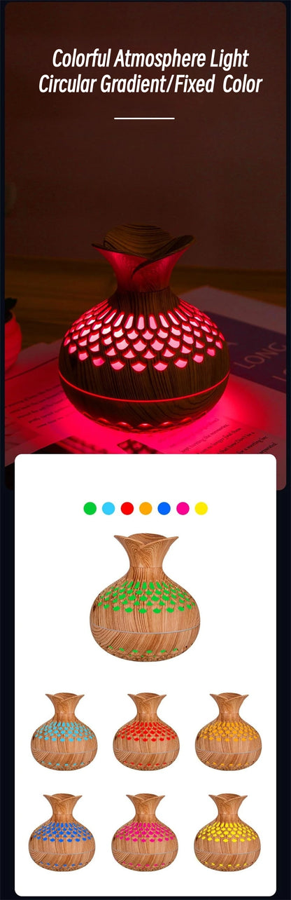 300ml Vase Air Humidifier USB Ultrasonic Cool Water Aroma Diffuser with LED Light For Home Room Silent Aromatherapy Humificador