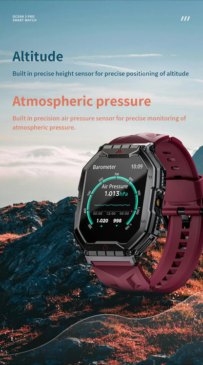 LOKMAT Ocean 3 Pro Sport Smart Watch Rugged Fitness Waterproof Smartwatches Heart Rate Monitor Full Touch Screen Watch