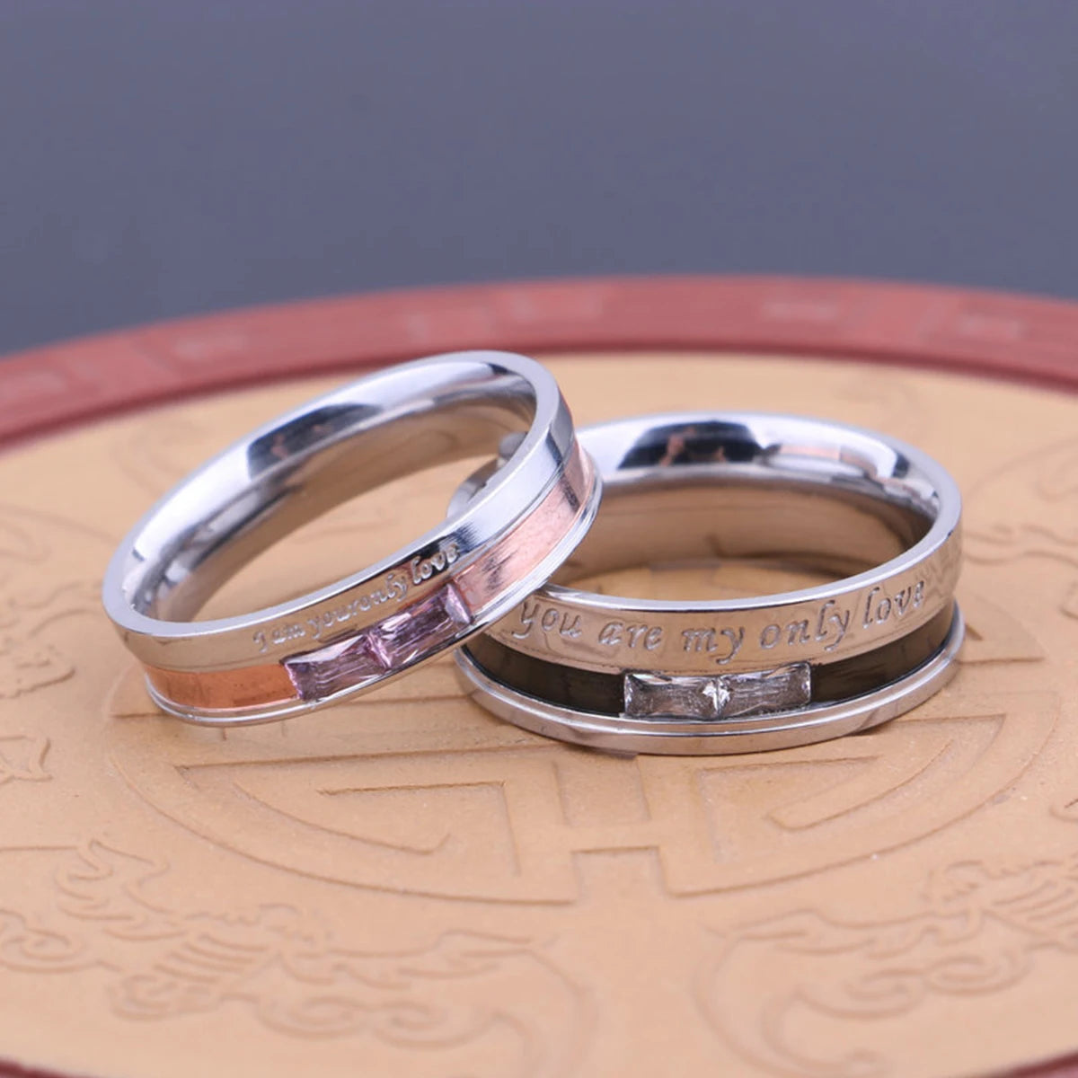 Fashion Couple Ring Charm Stainless Steel Couple Rings Zircon Men Women Wedding Rings Set Male Jewelry gift