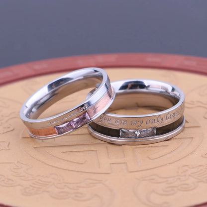 Fashion Couple Ring Charm Stainless Steel Couple Rings Zircon Men Women Wedding Rings Set Male Jewelry gift