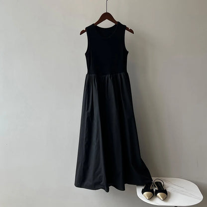 Vestidos De Mujer Slim Vest Pink Sleeveless Knitted Dress New Maxi Dresses for Women Robe Femme Tank Black