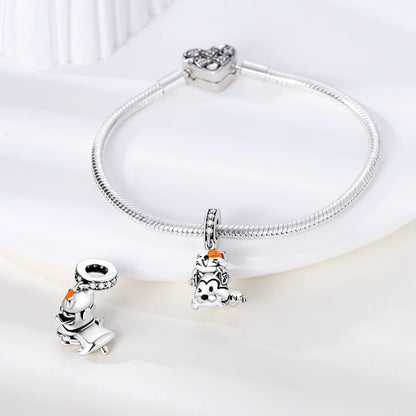 925 Sterling Silver Lovely Cat Dog Fire Dragon Dinosaur Animal Charms Beads Fit Pandach Original Bracelets Fine DIY Jewelry Gift