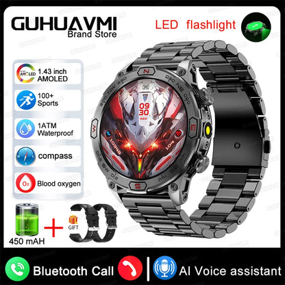 2024 New Outdoor Military GPS Smart Watch Men A466*466 HD AMOLED Screen Heart Rate Bluetooth Call IP68 Waterproof Smartwatches