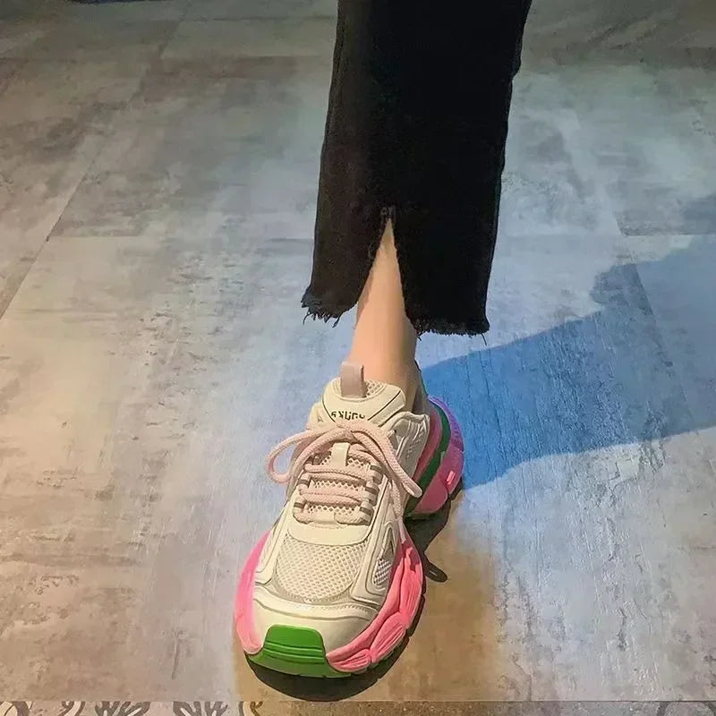Dad Shoes Women's 2025 New Spring and Autumn Fried Street Thick-soled Heightened Versatile Small Casual Sports Shoes