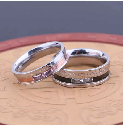 Fashion Couple Ring Charm Stainless Steel Couple Rings Zircon Men Women Wedding Rings Set Male Jewelry gift