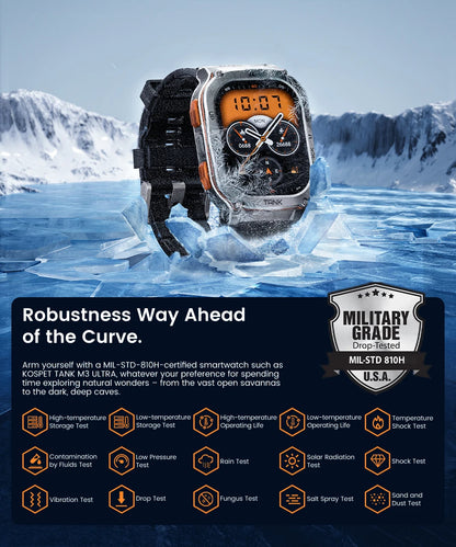 KOSPET TANK M3 Ultra GPS Smart Watch For Men Compass Altimeter Barometric 480mAh Military Digital AMOLED Bluetooth Call Watches