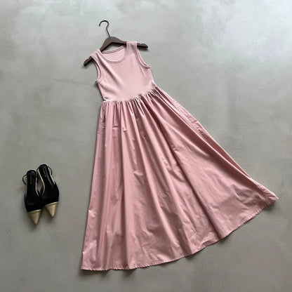 Vestidos De Mujer Slim Vest Pink Sleeveless Knitted Dress New Maxi Dresses for Women Robe Femme Tank Black
