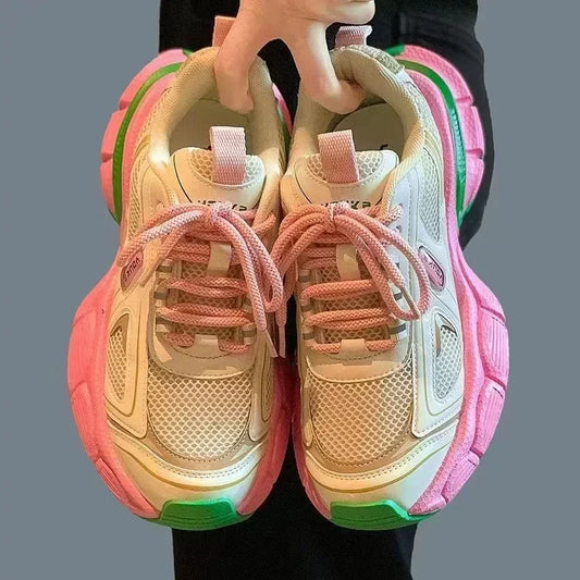 Dad Shoes Women's 2025 New Spring and Autumn Fried Street Thick-soled Heightened Versatile Small Casual Sports Shoes