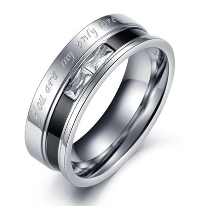 Fashion Couple Ring Charm Stainless Steel Couple Rings Zircon Men Women Wedding Rings Set Male Jewelry gift