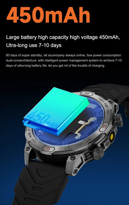 2024 New Outdoor Military GPS Smart Watch Men A466*466 HD AMOLED Screen Heart Rate Bluetooth Call IP68 Waterproof Smartwatches