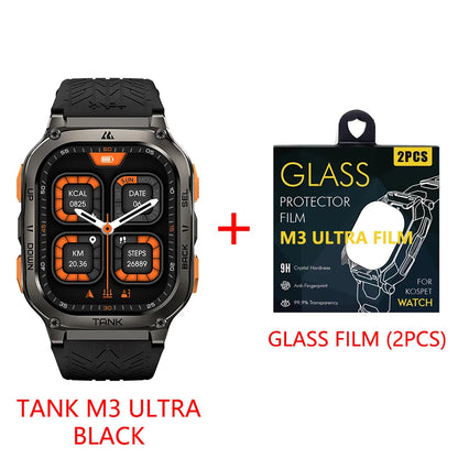 KOSPET TANK M3 Ultra GPS Smart Watch For Men Compass Altimeter Barometric 480mAh Military Digital AMOLED Bluetooth Call Watches