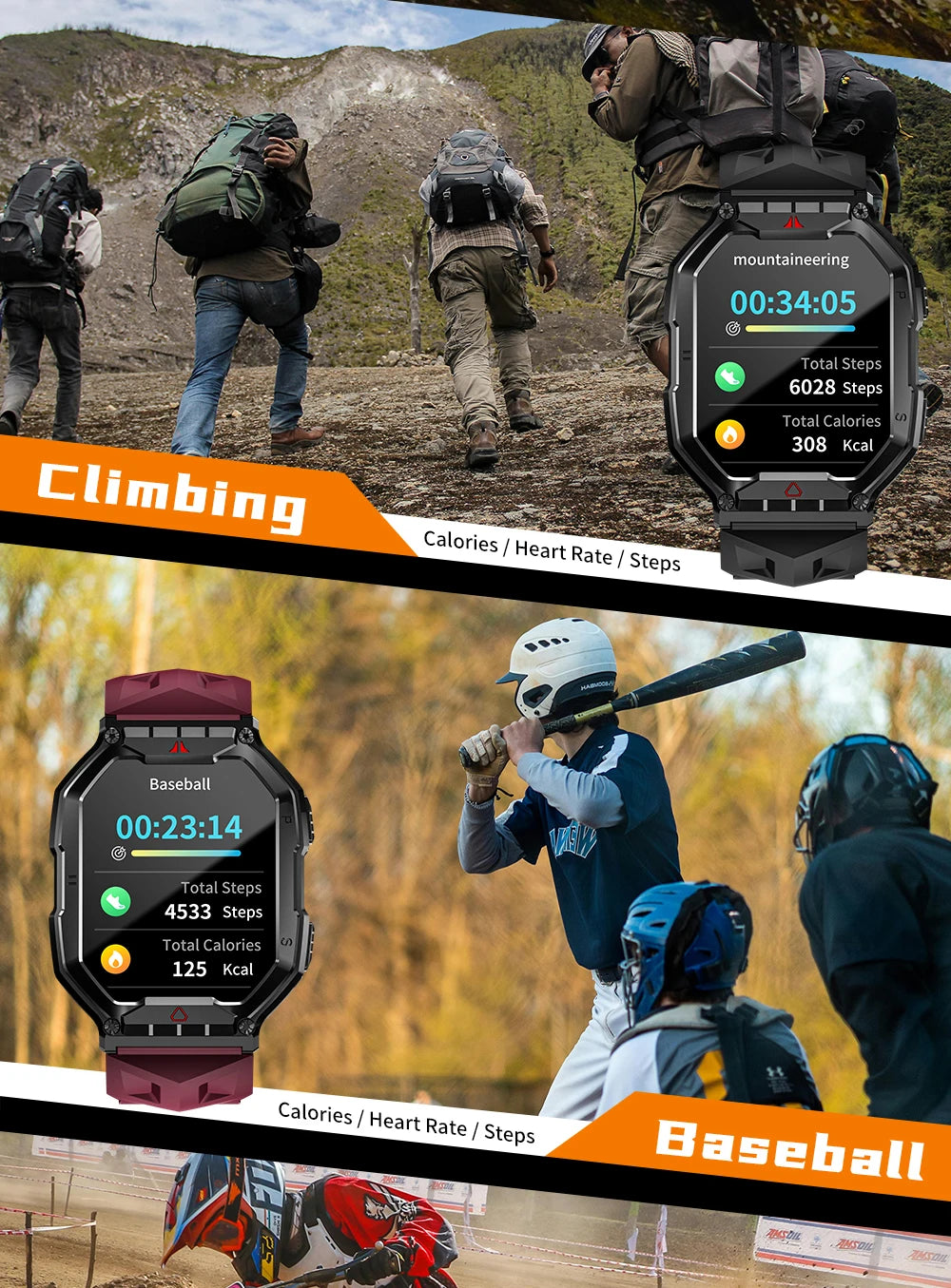 LOKMAT Ocean 3 Pro Sport Smart Watch Rugged Fitness Waterproof Smartwatches Heart Rate Monitor Full Touch Screen Watch