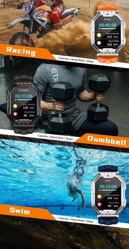 LOKMAT Ocean 3 Pro Sport Smart Watch Rugged Fitness Waterproof Smartwatches Heart Rate Monitor Full Touch Screen Watch