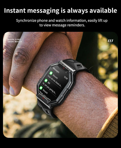 LOKMAT Ocean 3 Pro Sport Smart Watch Rugged Fitness Waterproof Smartwatches Heart Rate Monitor Full Touch Screen Watch
