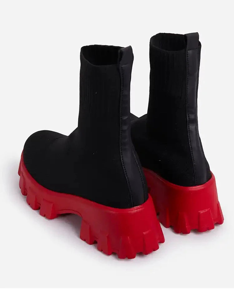 Women Boots Elastic Platform Boots Breathable Spring Summer Heels Botas Mujer Slip On Ankle Boots Elegant Woman Heeled Shoes