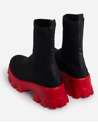Women Boots Elastic Platform Boots Breathable Spring Summer Heels Botas Mujer Slip On Ankle Boots Elegant Woman Heeled Shoes