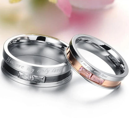 Fashion Couple Ring Charm Stainless Steel Couple Rings Zircon Men Women Wedding Rings Set Male Jewelry gift