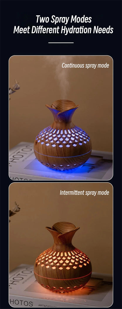 300ml Vase Air Humidifier USB Ultrasonic Cool Water Aroma Diffuser with LED Light For Home Room Silent Aromatherapy Humificador