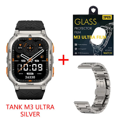 KOSPET TANK M3 Ultra GPS Smart Watch For Men Compass Altimeter Barometric 480mAh Military Digital AMOLED Bluetooth Call Watches