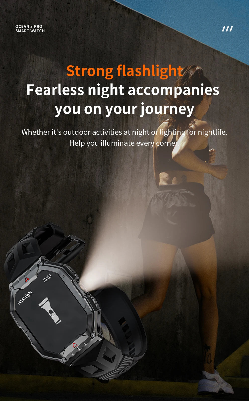 LOKMAT Ocean 3 Pro Sport Smart Watch Rugged Fitness Waterproof Smartwatches Heart Rate Monitor Full Touch Screen Watch