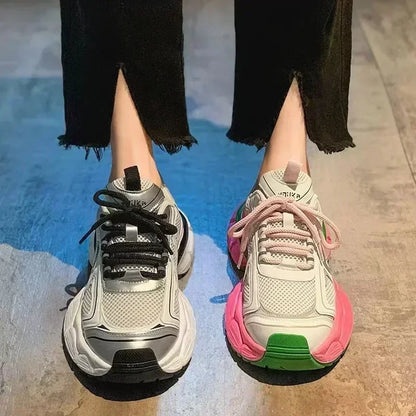 Dad Shoes Women's 2025 New Spring and Autumn Fried Street Thick-soled Heightened Versatile Small Casual Sports Shoes