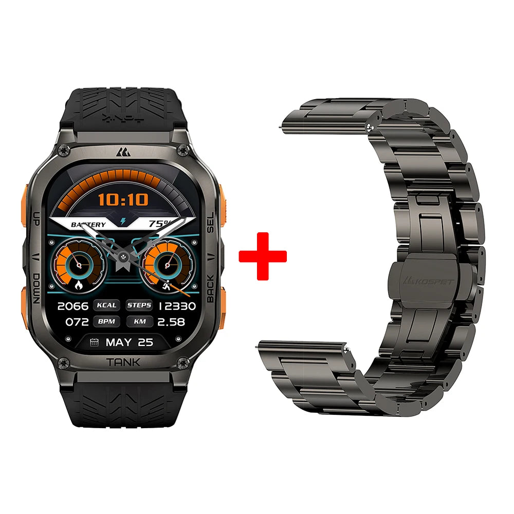 KOSPET TANK M3 Ultra GPS Smart Watch For Men Compass Altimeter Barometric 480mAh Military Digital AMOLED Bluetooth Call Watches