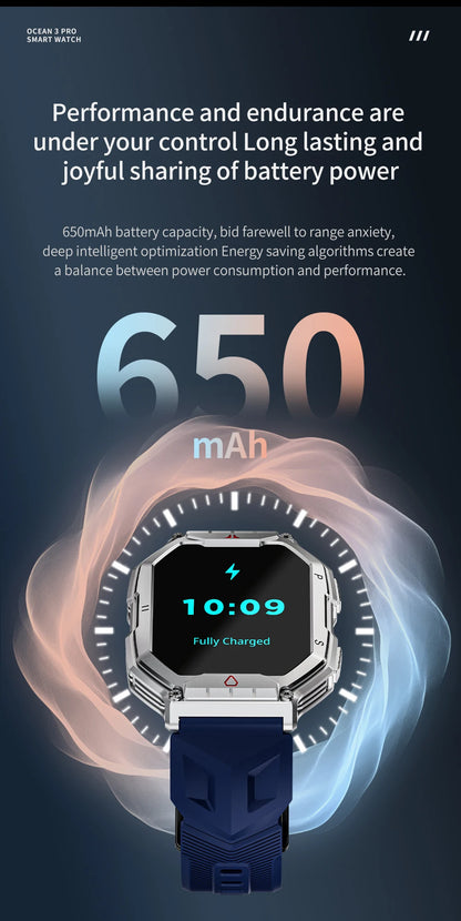 LOKMAT Ocean 3 Pro Sport Smart Watch Rugged Fitness Waterproof Smartwatches Heart Rate Monitor Full Touch Screen Watch