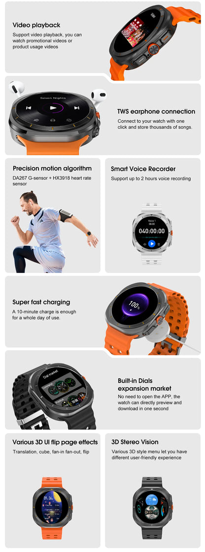 2025 New Smart Watch 7 Ultra 32GB Big Memory Smart Watch Men HD Bluetooth Calk MP3/MP4 Player IP68 Waterproof Smartwatches Women