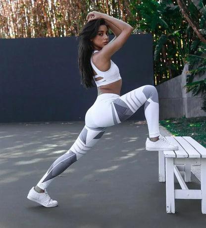 Women Quick Dry Sport Fitness Leggins Geometric Printed Sports Pants Yoga Pants Leggings Slim Tights Trousers For Women S-XXXL