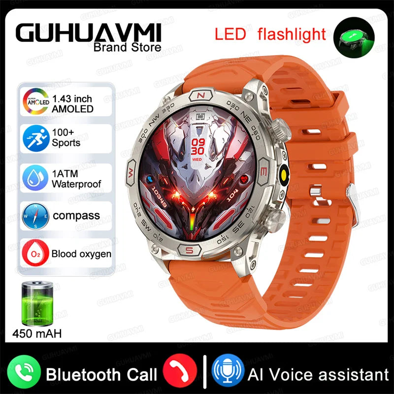 2024 New Outdoor Military GPS Smart Watch Men A466*466 HD AMOLED Screen Heart Rate Bluetooth Call IP68 Waterproof Smartwatches