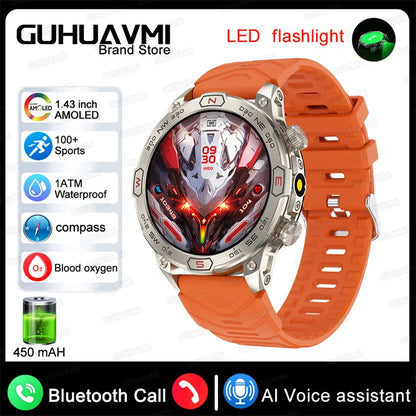 2024 New Outdoor Military GPS Smart Watch Men A466*466 HD AMOLED Screen Heart Rate Bluetooth Call IP68 Waterproof Smartwatches