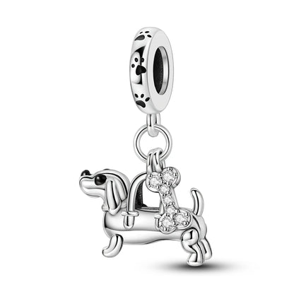 925 Sterling Silver Lovely Cat Dog Fire Dragon Dinosaur Animal Charms Beads Fit Pandach Original Bracelets Fine DIY Jewelry Gift
