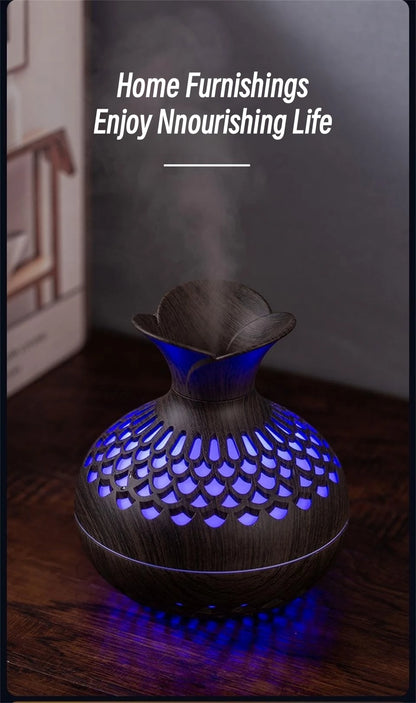 300ml Vase Air Humidifier USB Ultrasonic Cool Water Aroma Diffuser with LED Light For Home Room Silent Aromatherapy Humificador